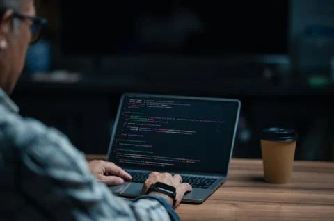 Programmer coding, compiler, encode, debug, and developer application softw.. Stockfoto's