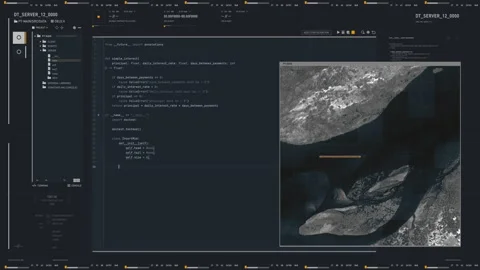 Programmer Coding Electronic Computer System For Satellite Observation Stock Footage 190911797