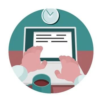 Programmer coding on laptop computer on work desk. Code on the screen laptop. Stock Illustration