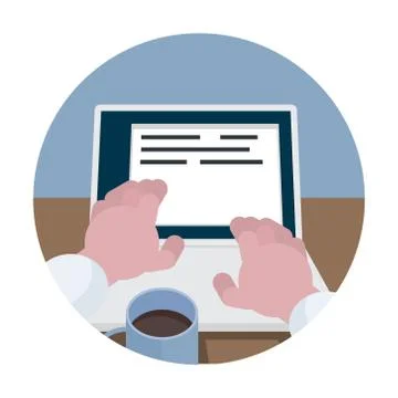 Programmer coding on laptop computer on work desk. Code on the screen laptop. Stock Illustration