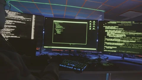 Programmer Coding at Night Stock Footage 129813143