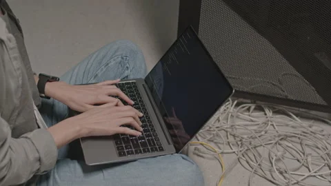 Programmer Coding on Portable Computer Stock Footage 162464608