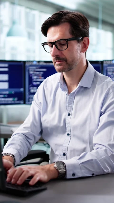 Programmer Coding Software App On Desktop Computer Screen Stock Footage 317867535