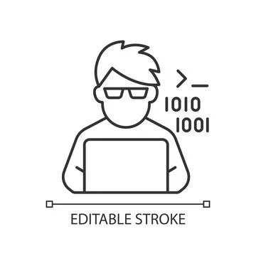 Programmer, computer expert linear icon Stock Illustration