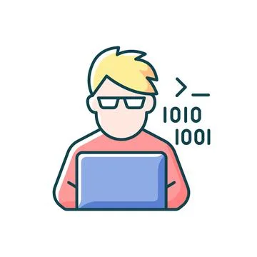 Programmer, computer expert RGB color icon Stock Illustration