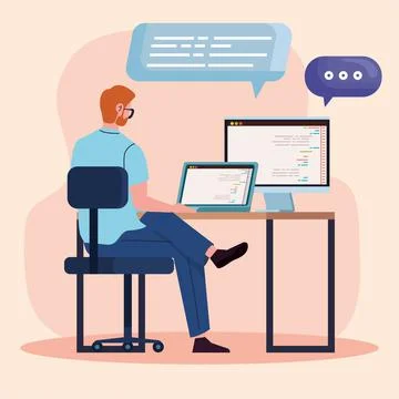 Programmer computers in worksite Stock-Illustration