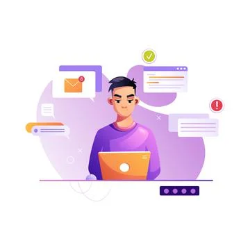 Programmer concentrated at working project. Developing programming and coding Stock-Illustration