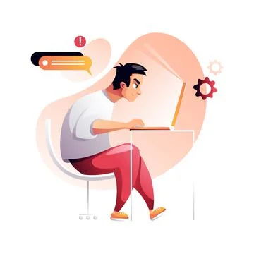 Programmer concentrated at working project. Developing programming and coding Stock-Illustration