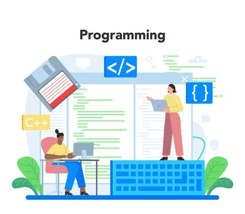 Programmer concept. Idea of coding, testing and writing program Stock Illustration