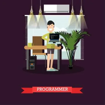 Programmer concept vector illustration in flat style Stock Illustration