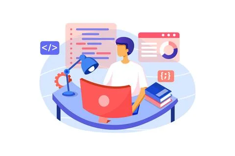 Programmer creating new project vector illustrations Stock-Illustration