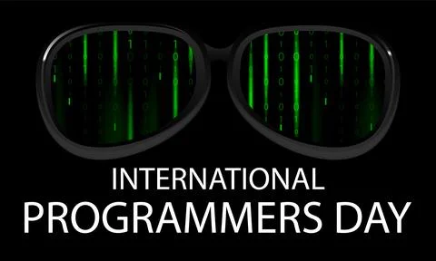 Programmer day glasses with binary code Stock Illustration