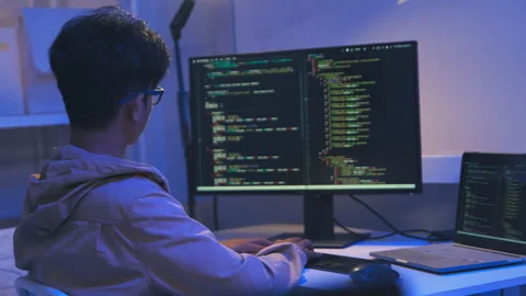 Programmer developer coding script Stock Footage 325556236