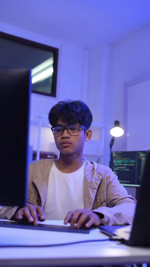 Programmer developer coding script Stock Footage 331989359