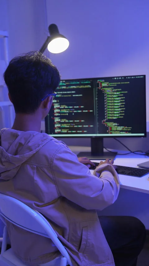 Programmer developer coding script Stock Footage 331989468
