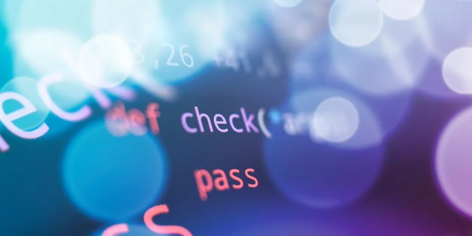 Programmer developer screen. Desktop PC monitor photo. IT business. 스톡 사진