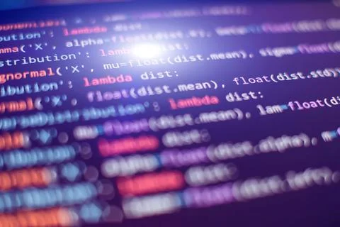 Programmer developer screen. Desktop PC monitor photo. IT business. Stock Photos