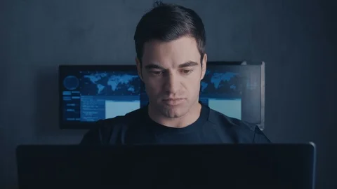 Programmer Developer writes the source code of the software. Male worker Stock Footage 102065848