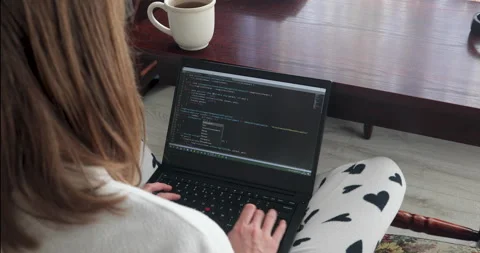 Programmer developer writing and editing code on computer screen Video stock 136134045