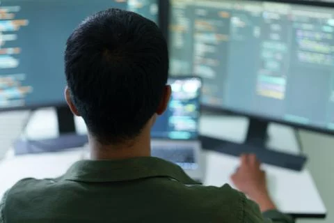 Programmer Developing Artificial Intelligence Software Stock Photos