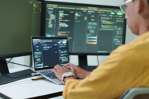 Programmer Developing Artificial Intelligence Software Fotos Stock