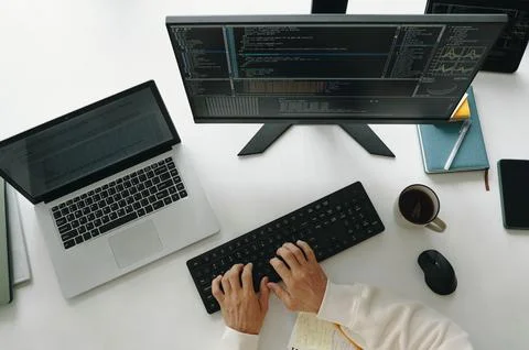 Programmer Developing Cybersecurity Computer System Stock Photos
