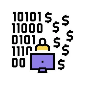 Programmer developing financial application color icon vector illustration Stock-Illustration