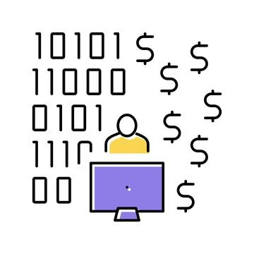 Programmer developing financial application color icon vector illustration Stock Illustration