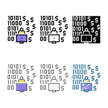 Programmer developing financial application color styles icon vector Stock-Illustration