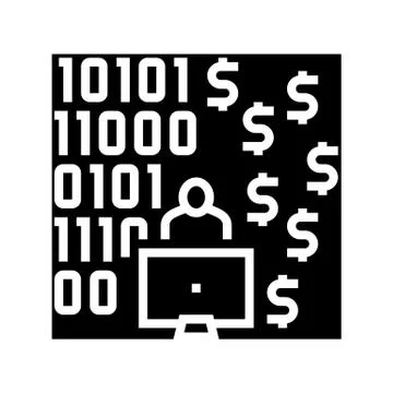 Programmer developing financial application glyph icon vector illustration 스톡 일러스트