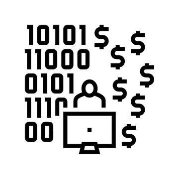 Programmer developing financial application line icon vector illustration Stock-Illustration