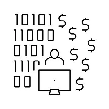 Programmer developing financial application line icon vector illustration Stock-Illustration