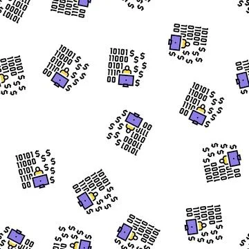 Programmer developing financial application vector seamless pattern Stock-Illustration