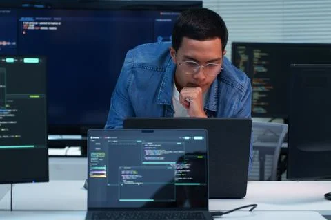 Programmer Developing Software with Artificial Intelligence Code Stock Photos