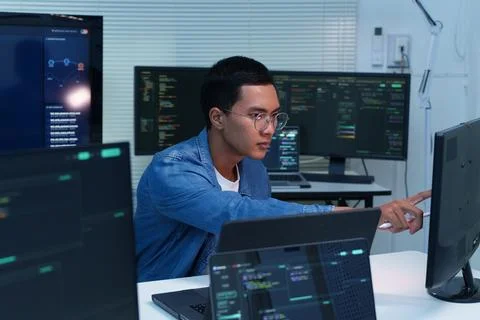 Programmer Developing Software with Artificial Intelligence Code Stock Photos