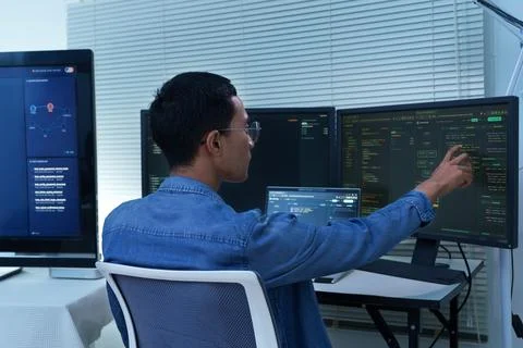 Programmer Developing Software with Artificial Intelligence Code Stock Photos