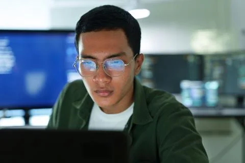 Programmer Developing Software with Artificial Intelligence Technology Fotos Stock