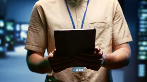 Programmer doing annual server auditing Stock Photos