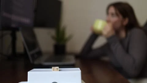 Programmer drinking coffee Video stock 337570662