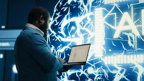 Programmer enforces artificial intelligence neural network agent guardrails 스톡 사진