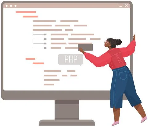 Programmer engineering and coding. Set of programmers working on web development Stock Illustration