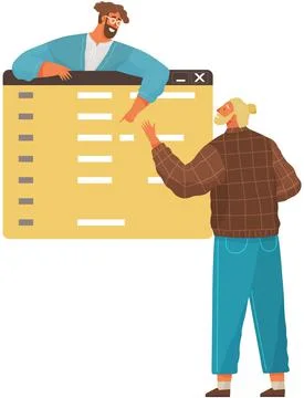 Programmer engineering and coding. Set of programmers working on web development Stock Illustration