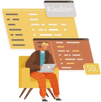 Programmer engineering and coding. Set of programmers working on web development Stock Illustration