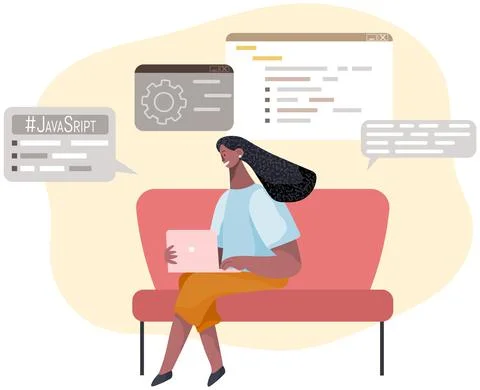 Programmer engineering and coding. Set of programmers working on web development Stock Illustration