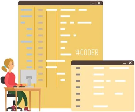 Programmer engineering and coding. Set of programmers working on web development Stock Illustration