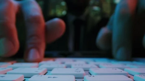Programmer Expert Hands Typing Coding On Computer Keyboard Dim Lit Communication Stock Footage 121619220