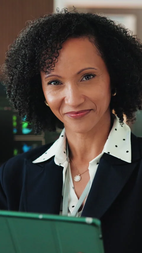 Programmer, face and woman with tablet in office, problem solving or software Stock Footage 342242787
