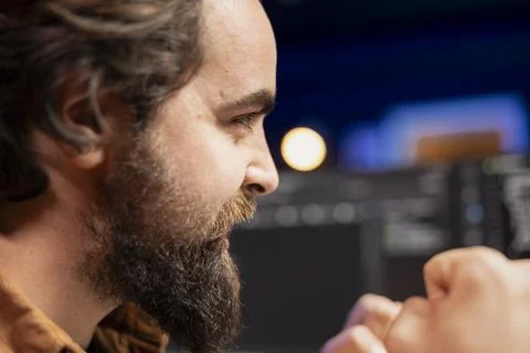 Programmer finishing job shift after preventing all malware attacks Stock Photos
