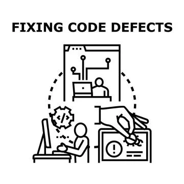 Programmer fixing and optimizing code defects concept Illustrazione stock