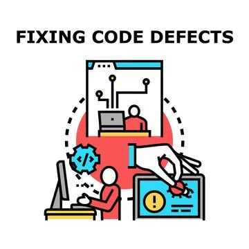 Programmer fixing and optimizing code defects concept Stock Illustration